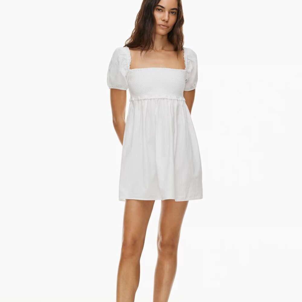 Sunday Best Hadley Poplin White Puff Sleeve Mini Dress -NWT